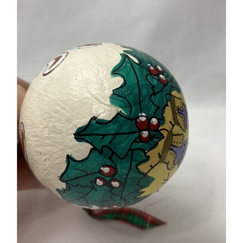 Christmas Goose egg ornament Folk Art Gingerbread Shepherd Signed Handmade - Picture 5 of 8